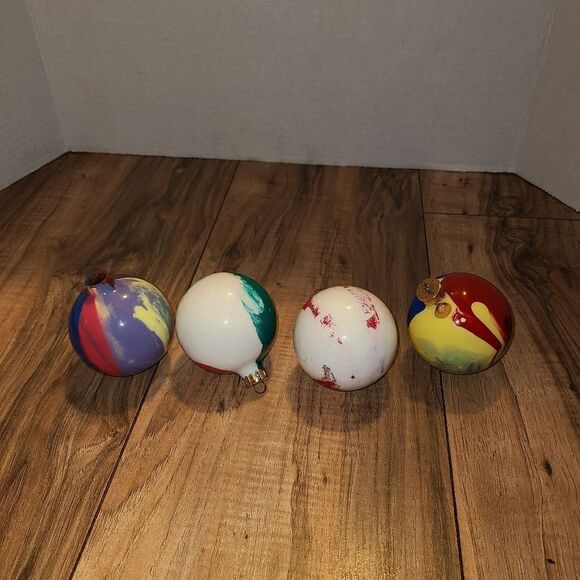 Set Of 4 Painted Multi Color Christmas Ornament - Picture 6 of 6